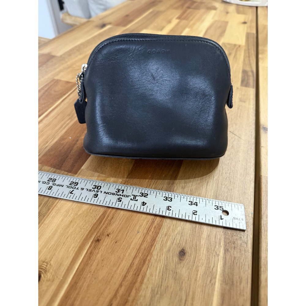 COACH Vintage Dome Zip Medium Cosmetic Case Purse in Black Leather - Picture 2 of 6